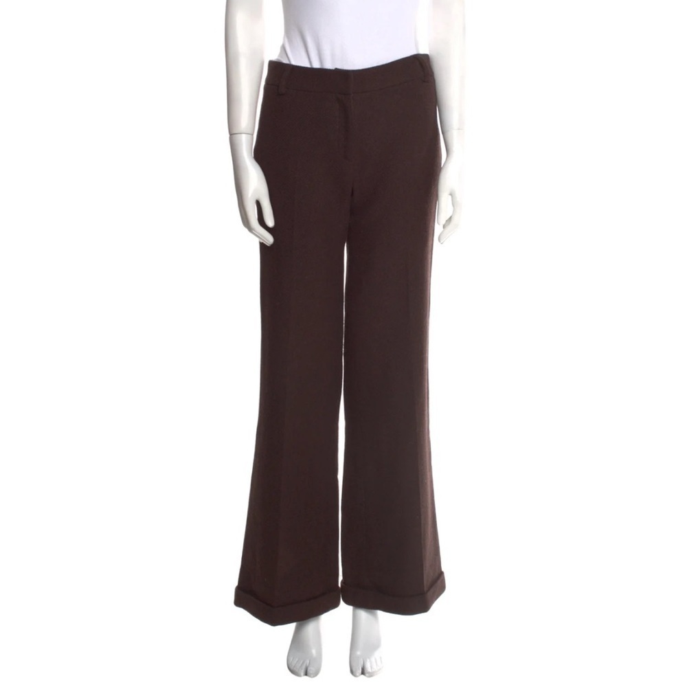 Burberry London Wool Cashmere Wide Leg Cuffed Trousers Pants Size 10